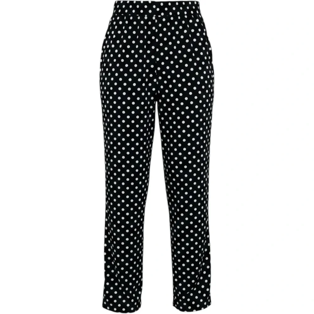 Hot Ginger Pants Womens 3X Black Polka Dot Wide Leg High Waist Retro Palazzo NWT